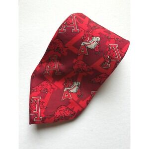 Merge Left Arkansas Razorbacks Silk Tie Red NCAA SEC The Hogs Collegiate Sports